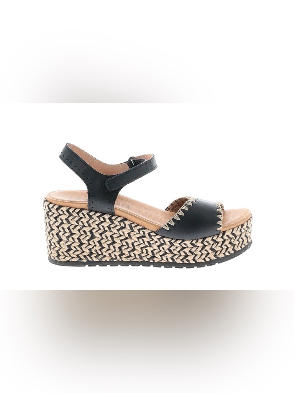 Naot Blanes Jet Black Leather Espadrille Platform Wedge Sandals EU 38 US 7-7.5